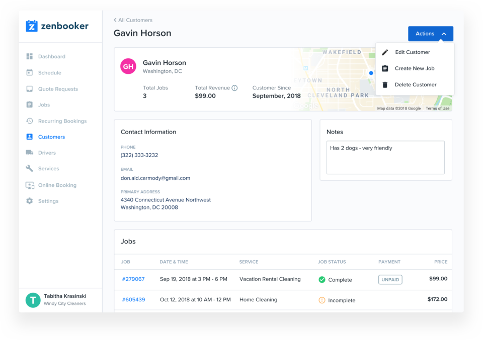 screenshot of Zenbooker