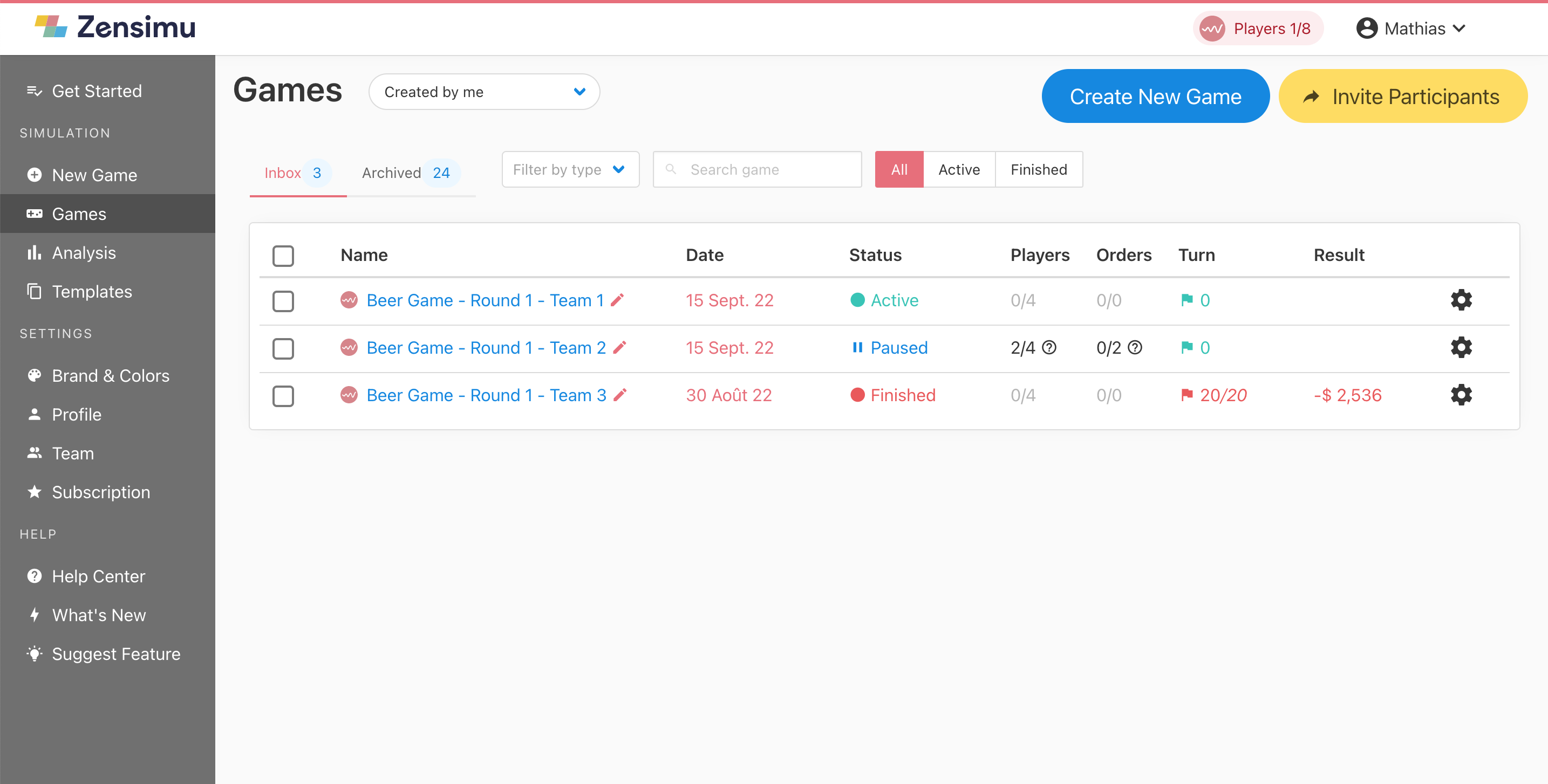 screenshot of Zensimu