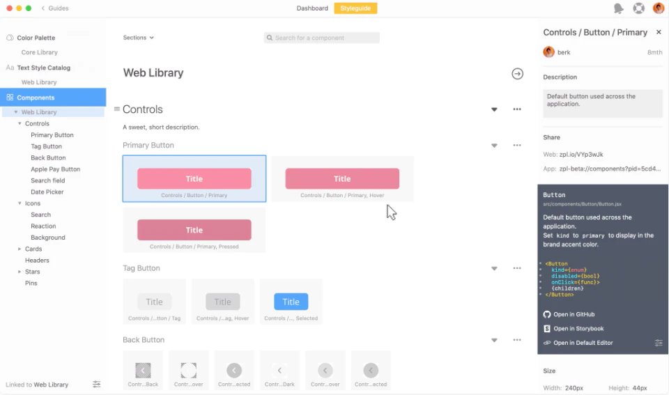 screenshot of Zeplin