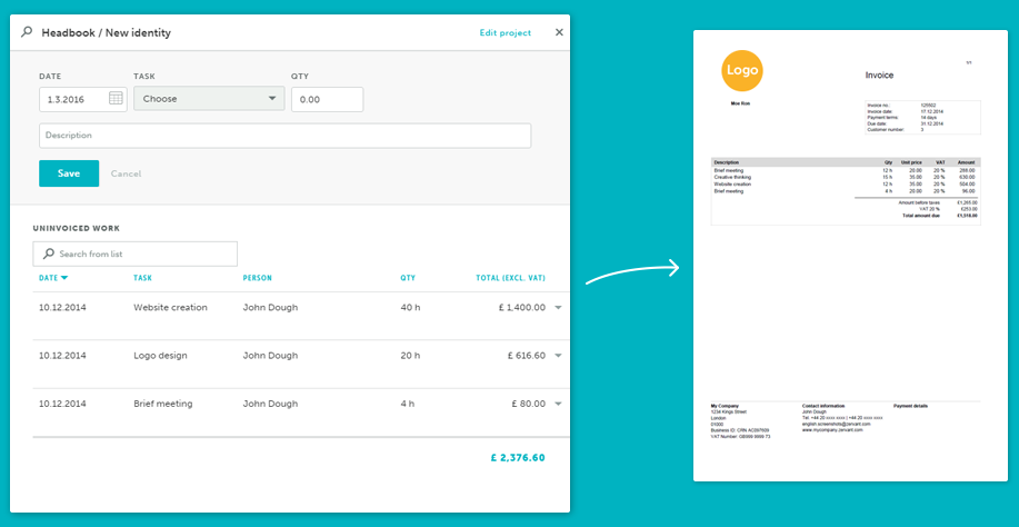 screenshot of Zervant