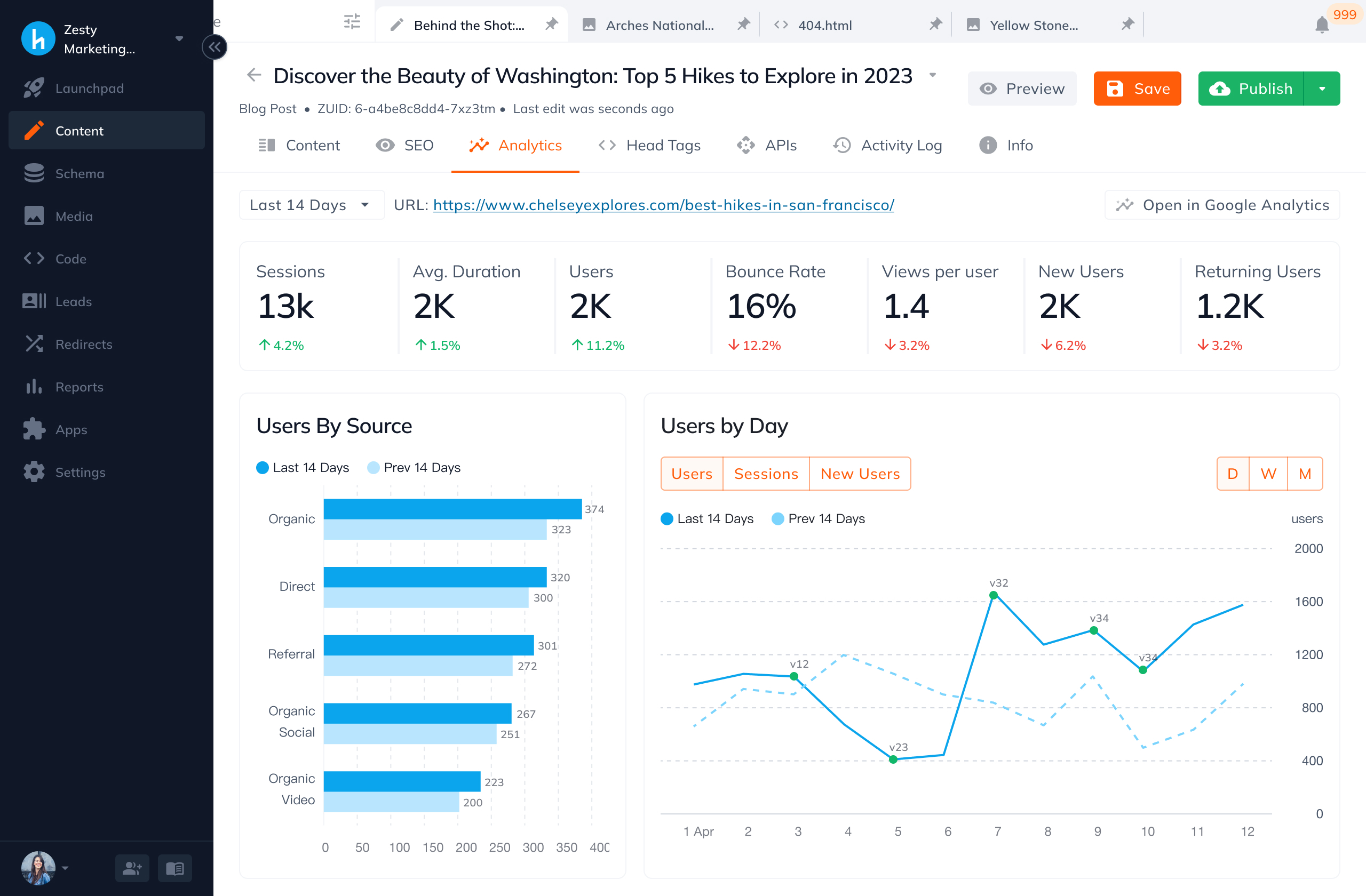 screenshot of Zesty.io