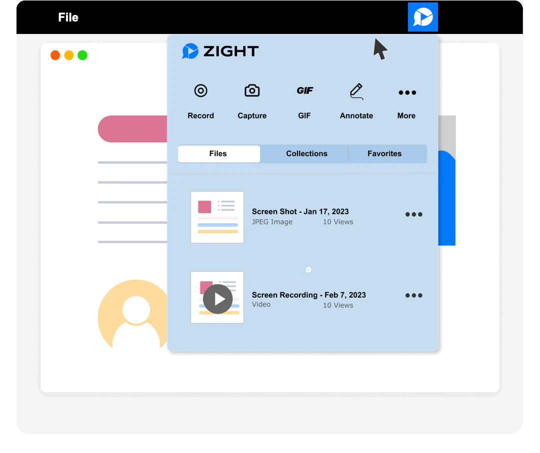 screenshot of Zight