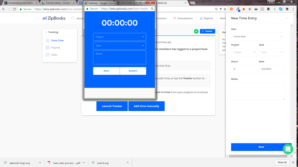 screenshot of ZipBooks
