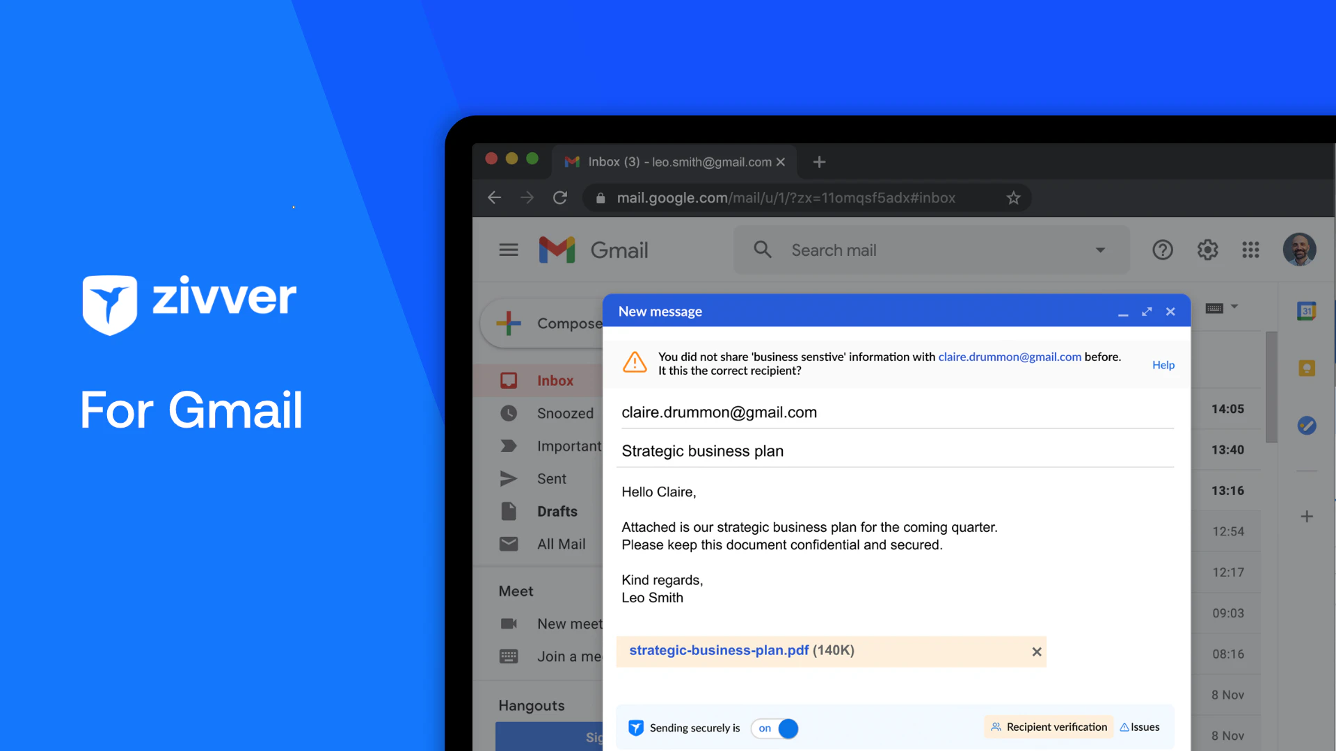 screenshot of Zivver