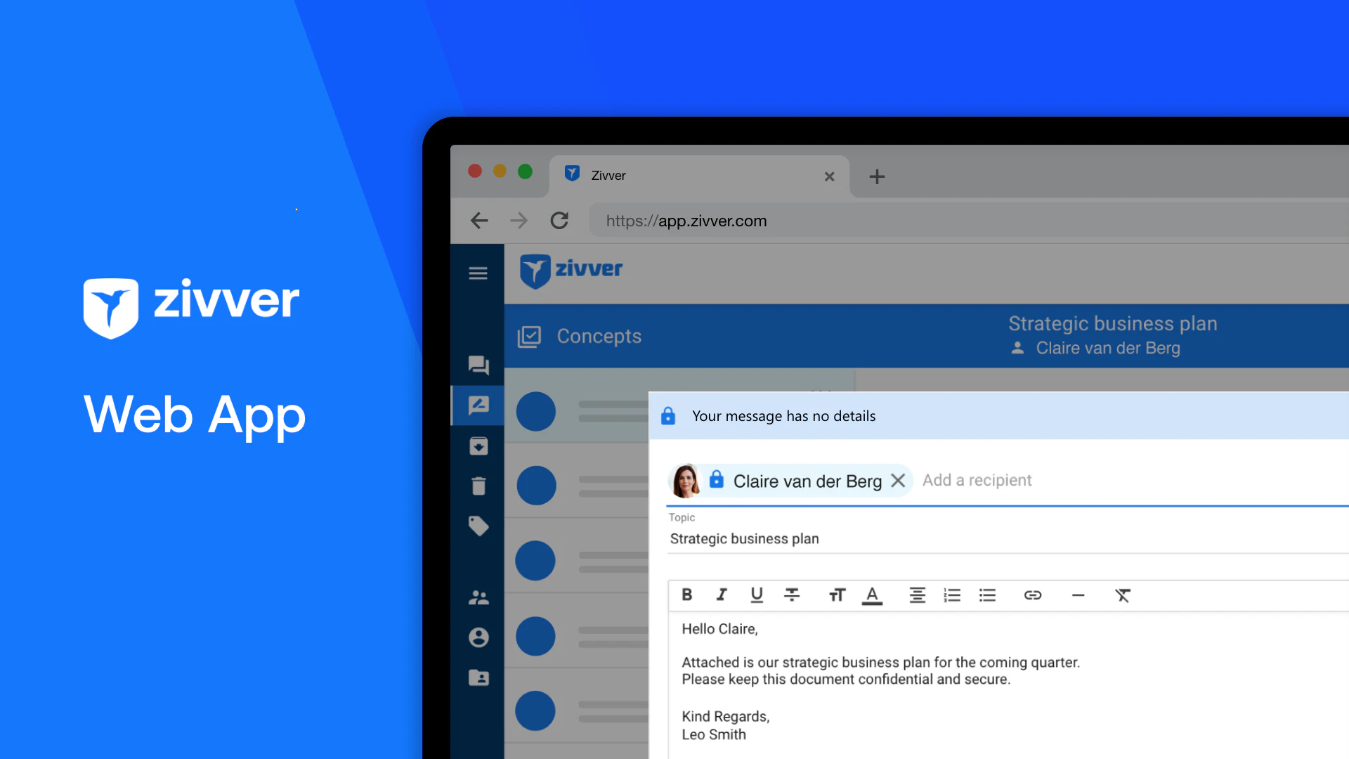 screenshot of Zivver