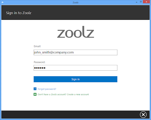 screenshot of Zoolz