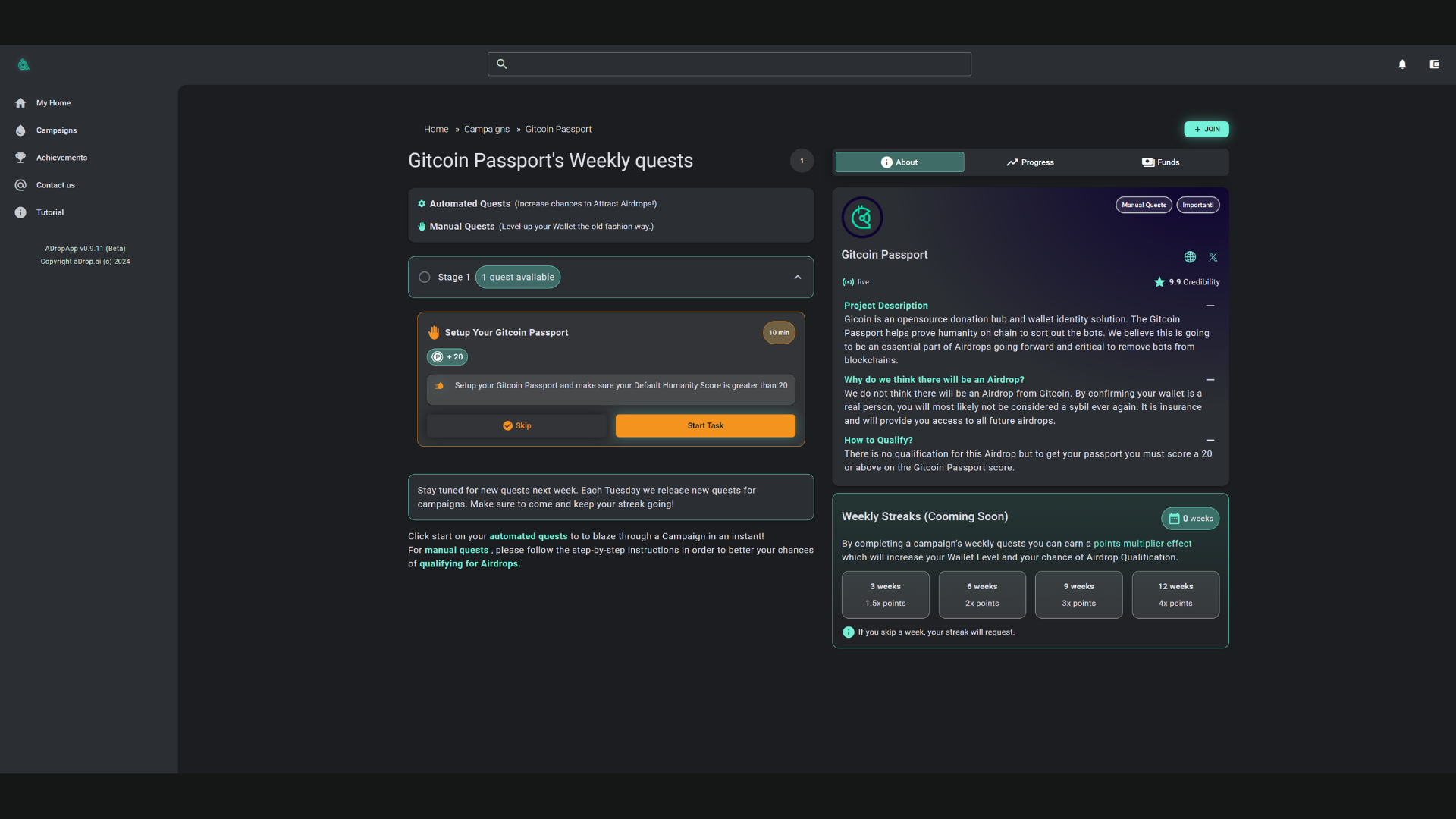 screenshot of aDrop.ai
