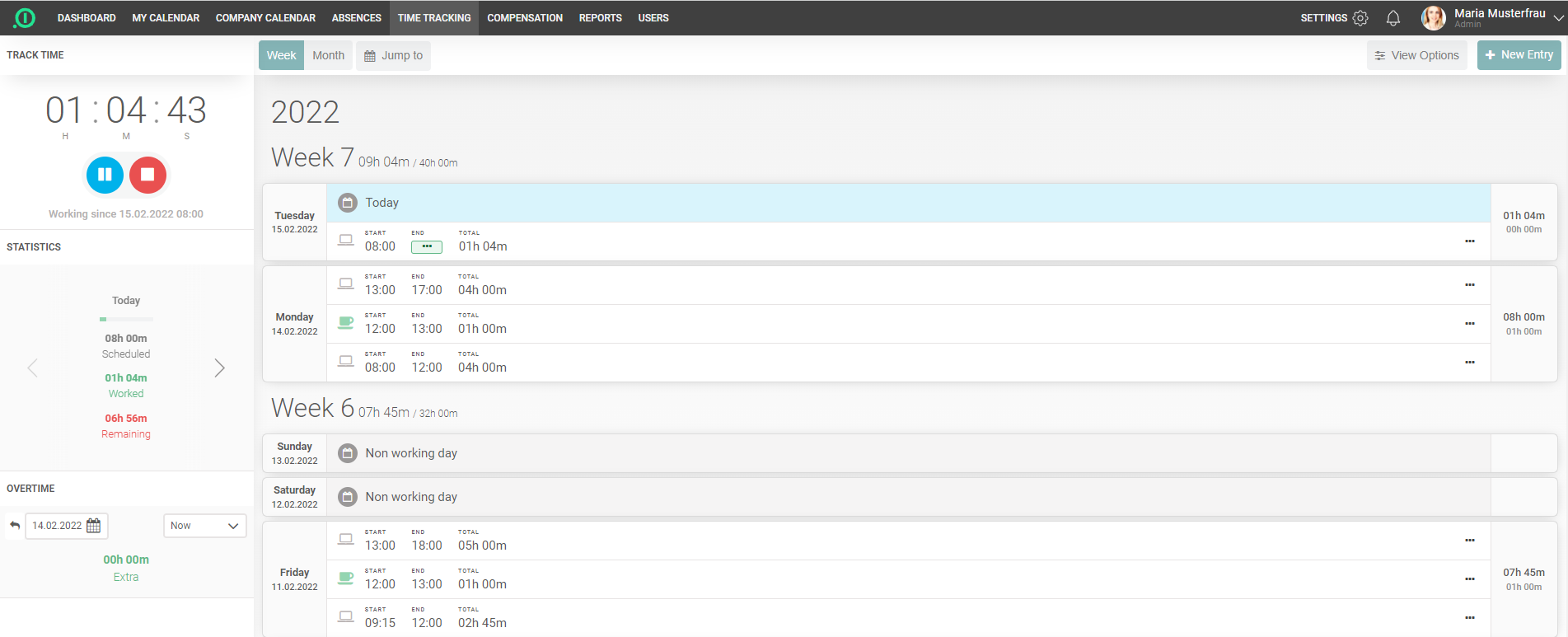 screenshot of absence.io