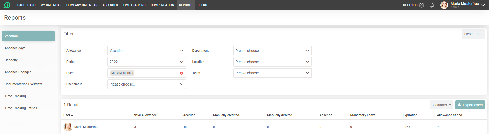 screenshot of absence.io
