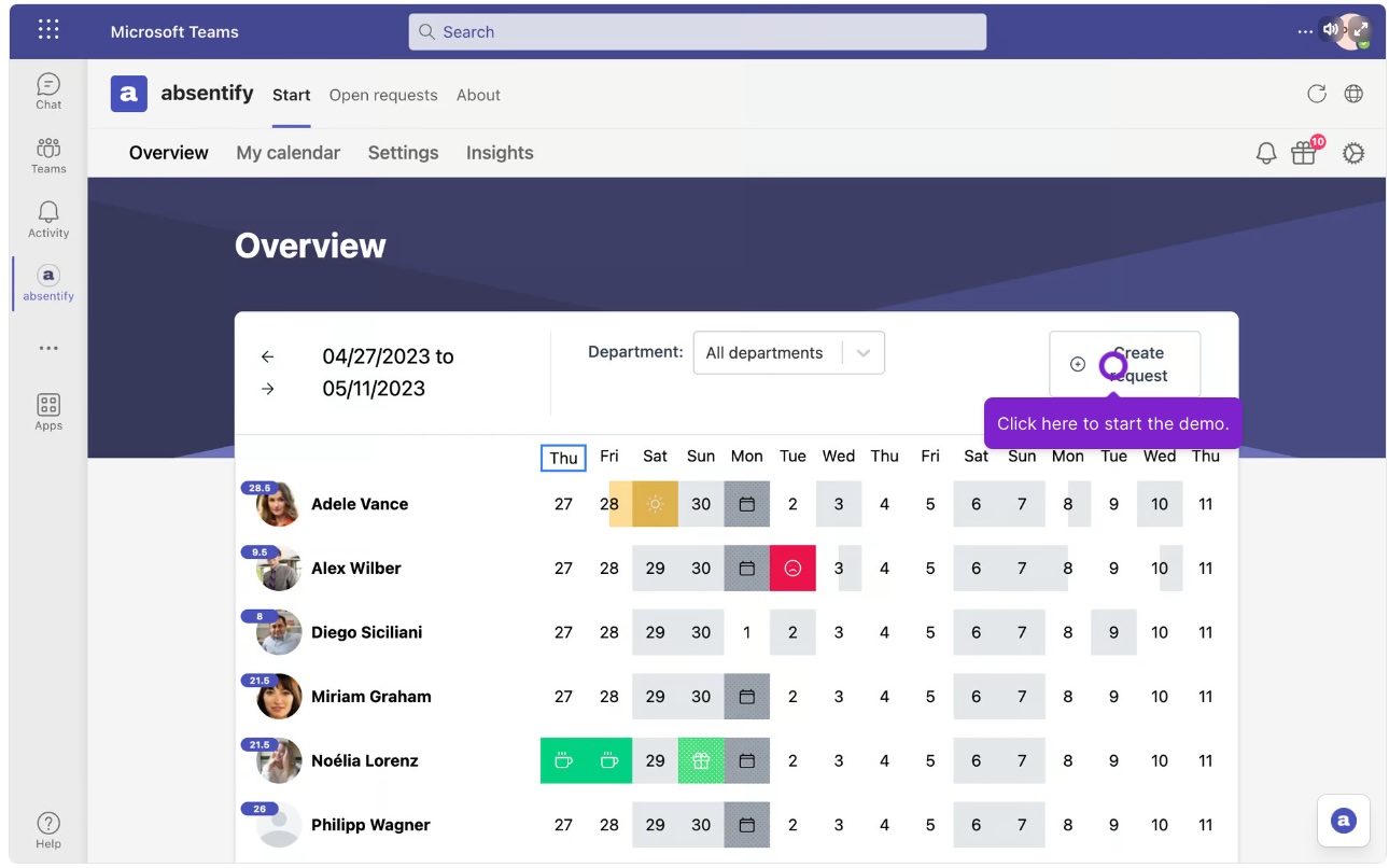 screenshot of absentify