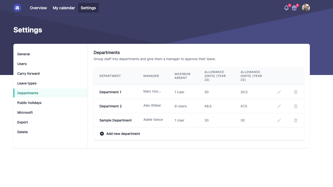 screenshot of absentify
