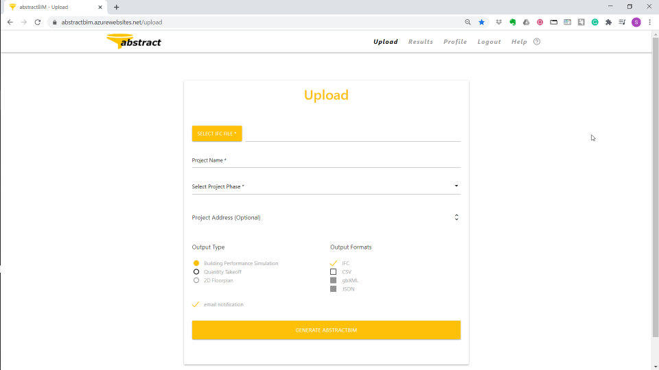 screenshot of abstractBIM