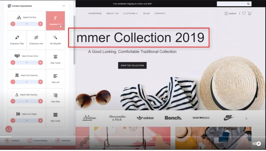 screenshot of accessiBe