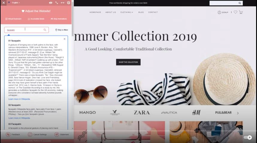 screenshot of accessiBe