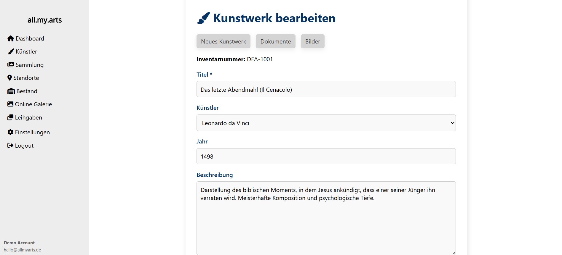 screenshot of all.my.arts