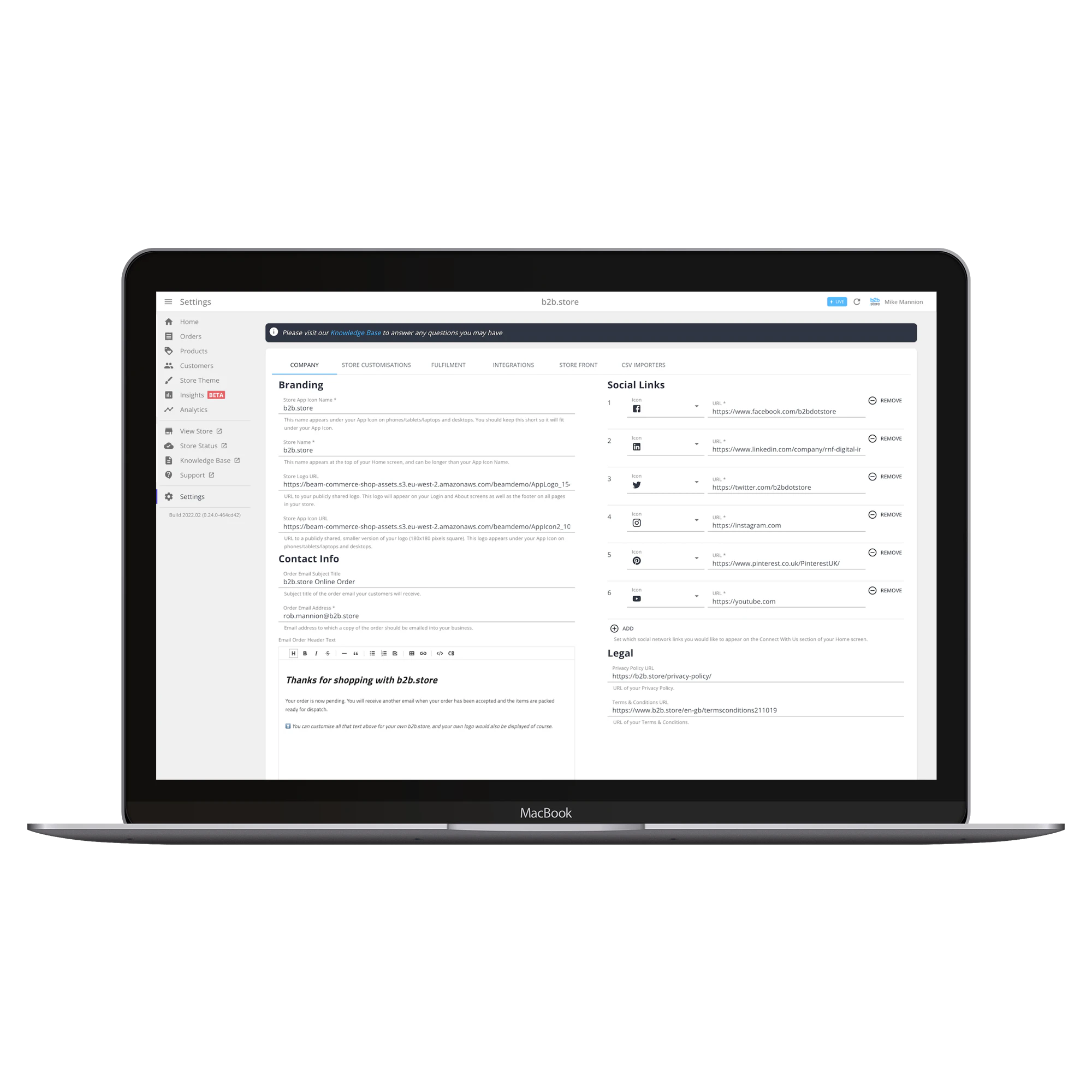 screenshot of b2b.store