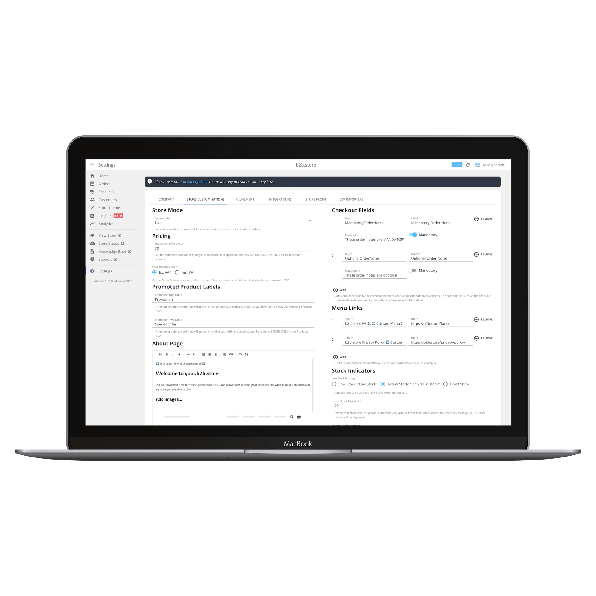 screenshot of b2b.store