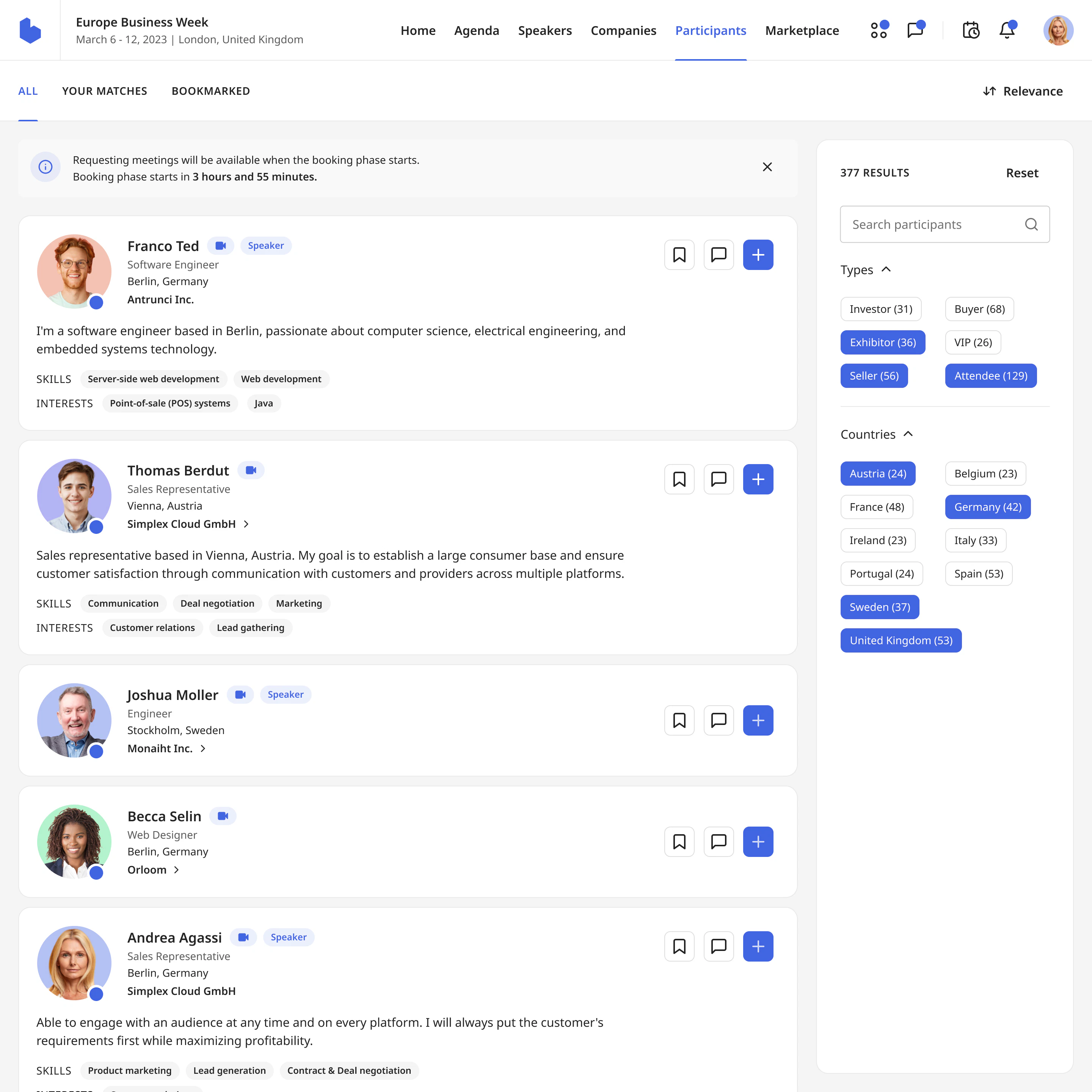 screenshot of b2match