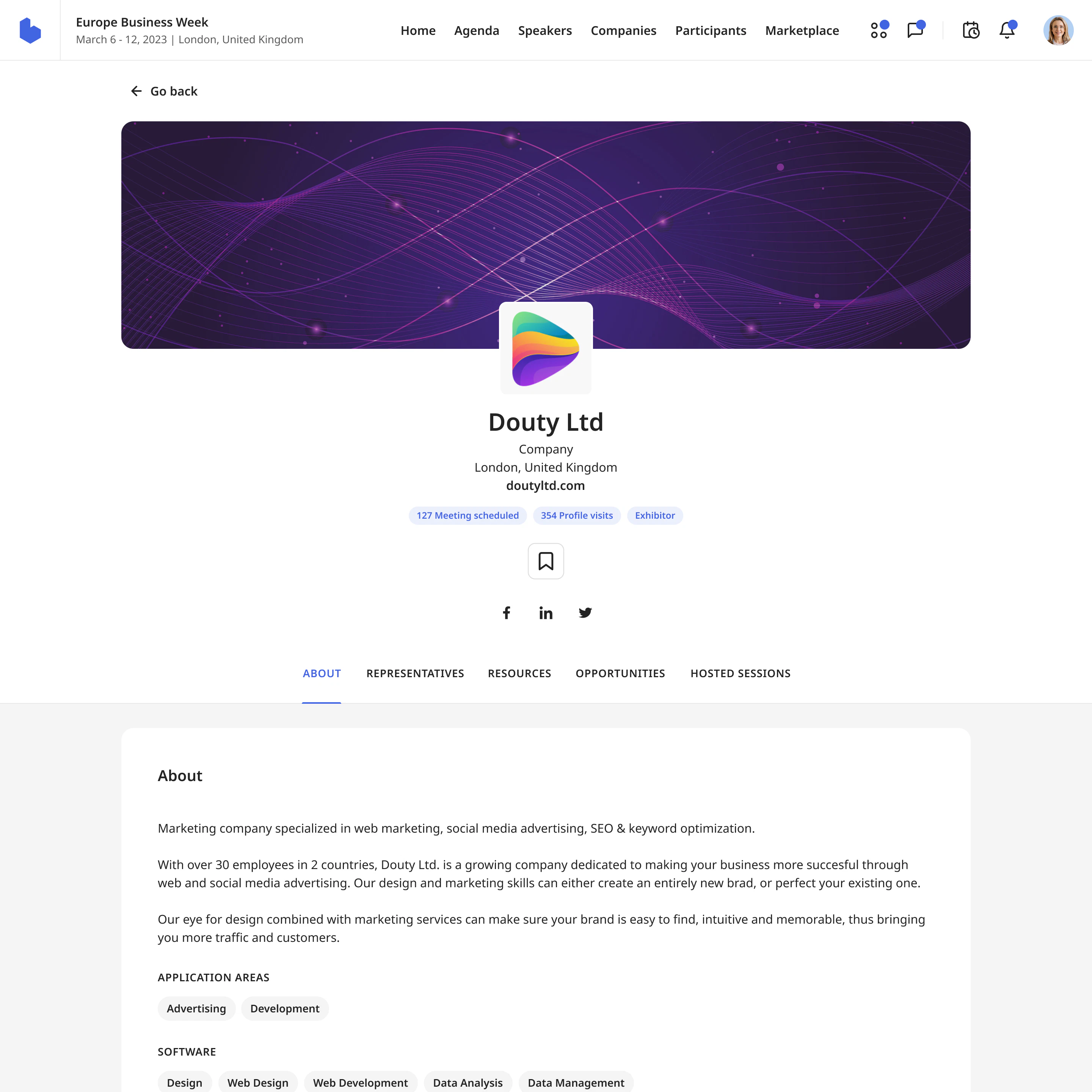 screenshot of b2match