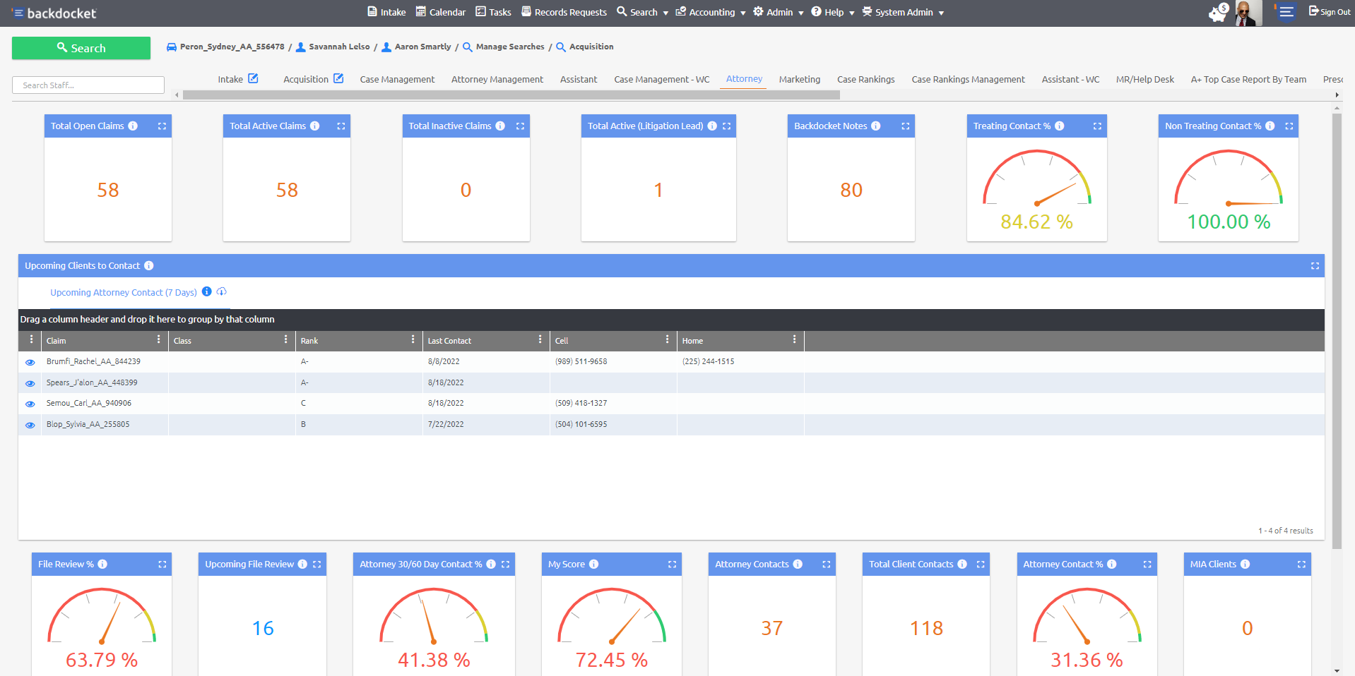 screenshot of backdocket