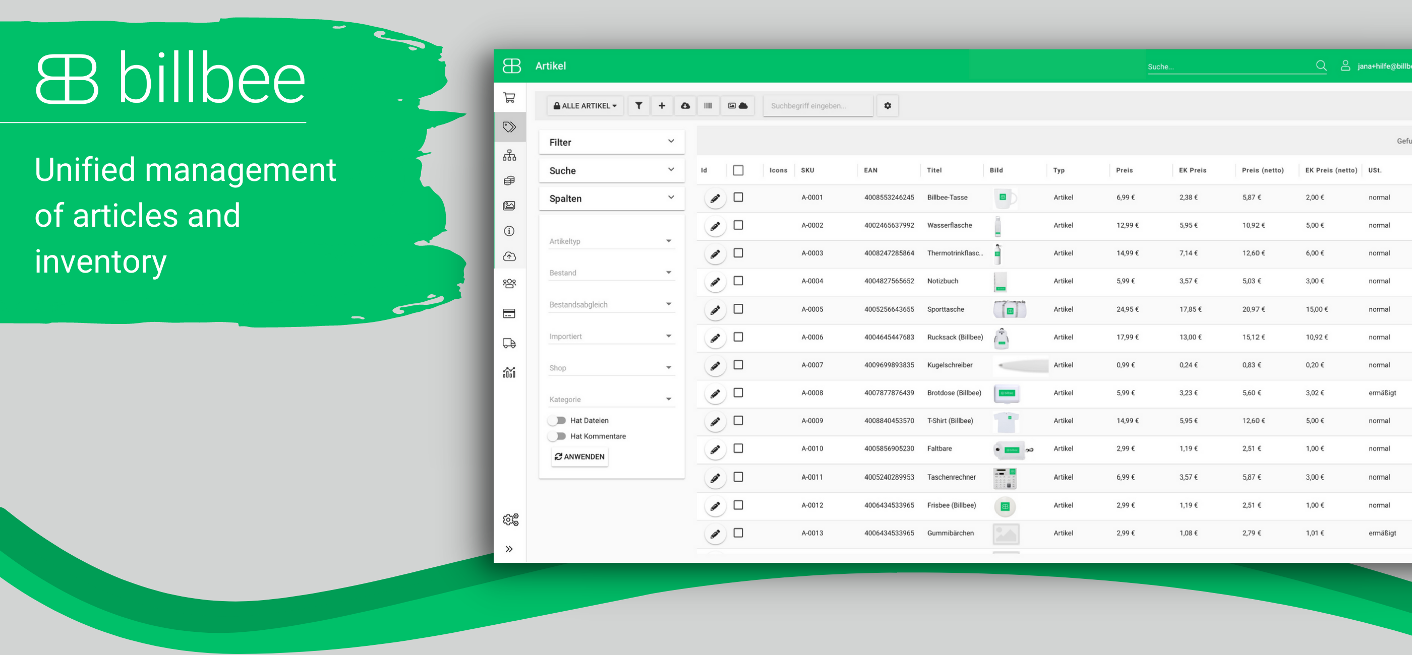 screenshot of billbee