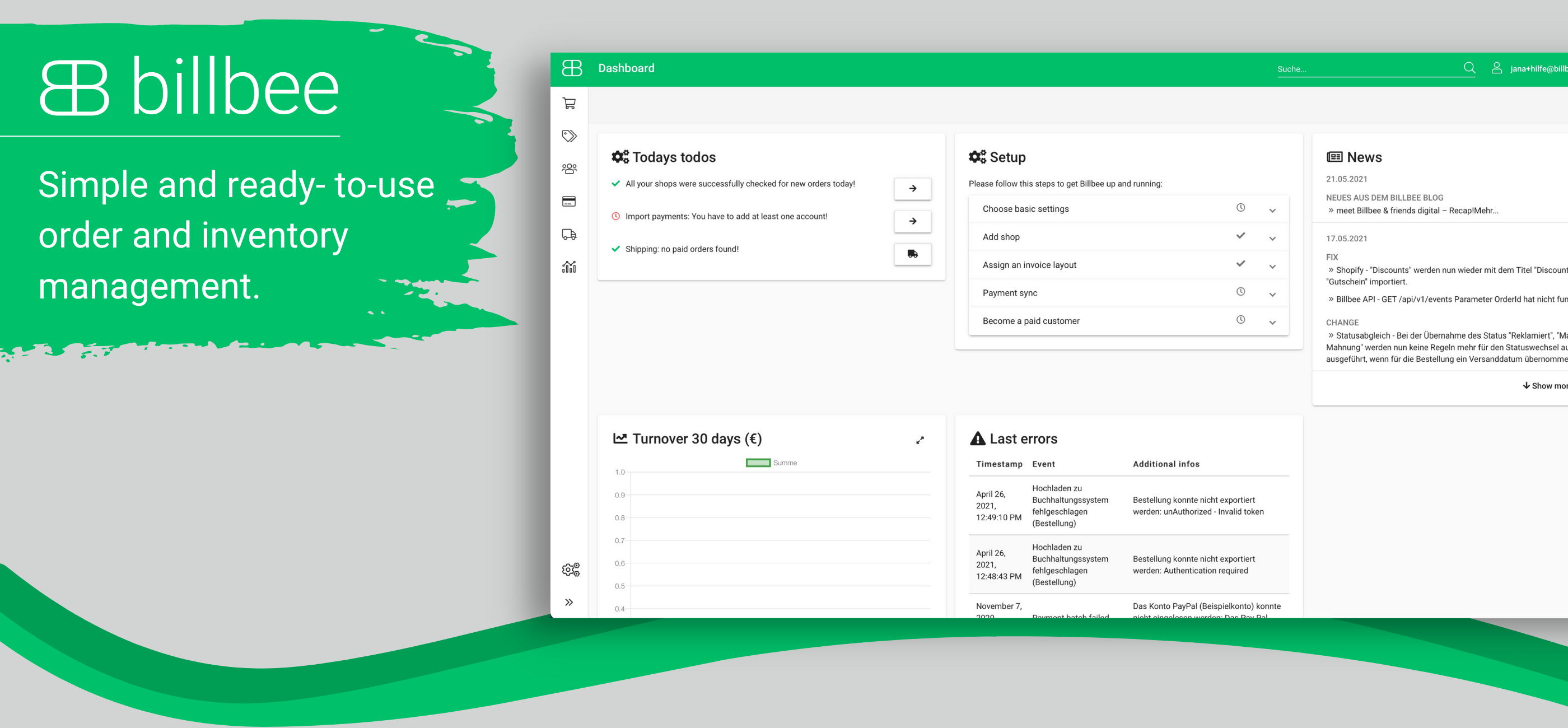 screenshot of billbee