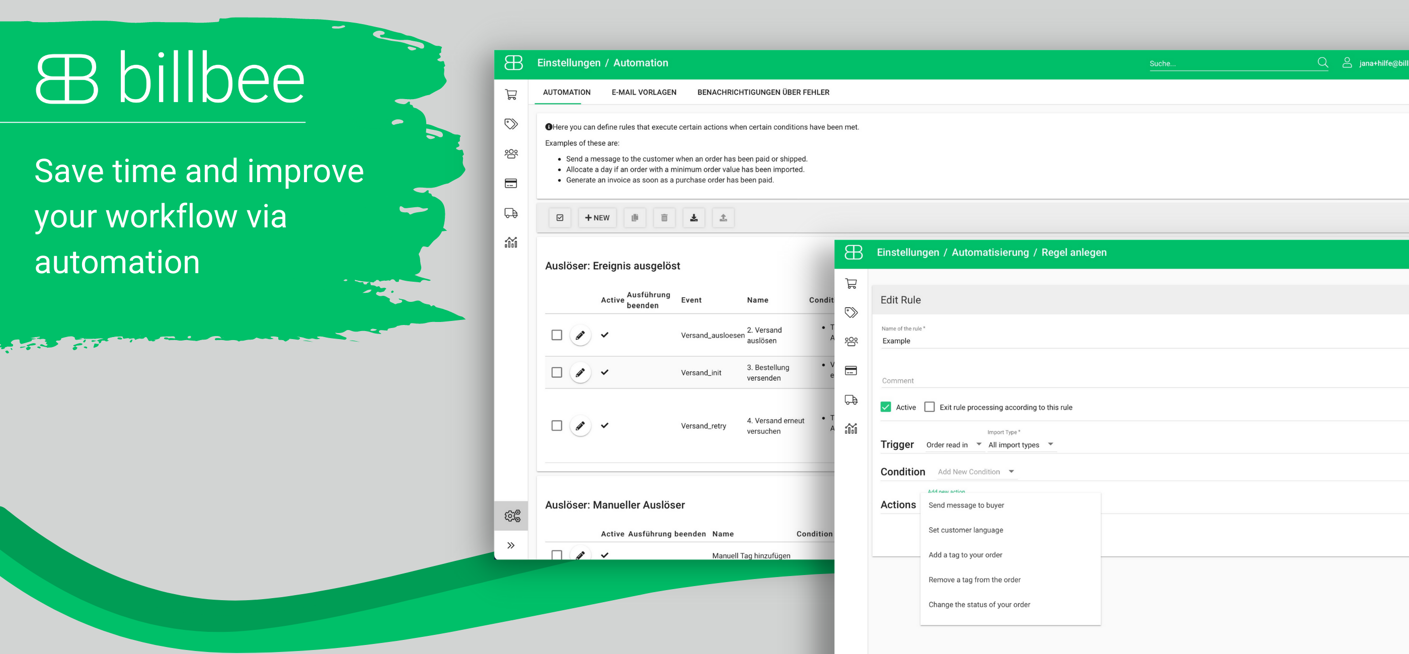 screenshot of billbee