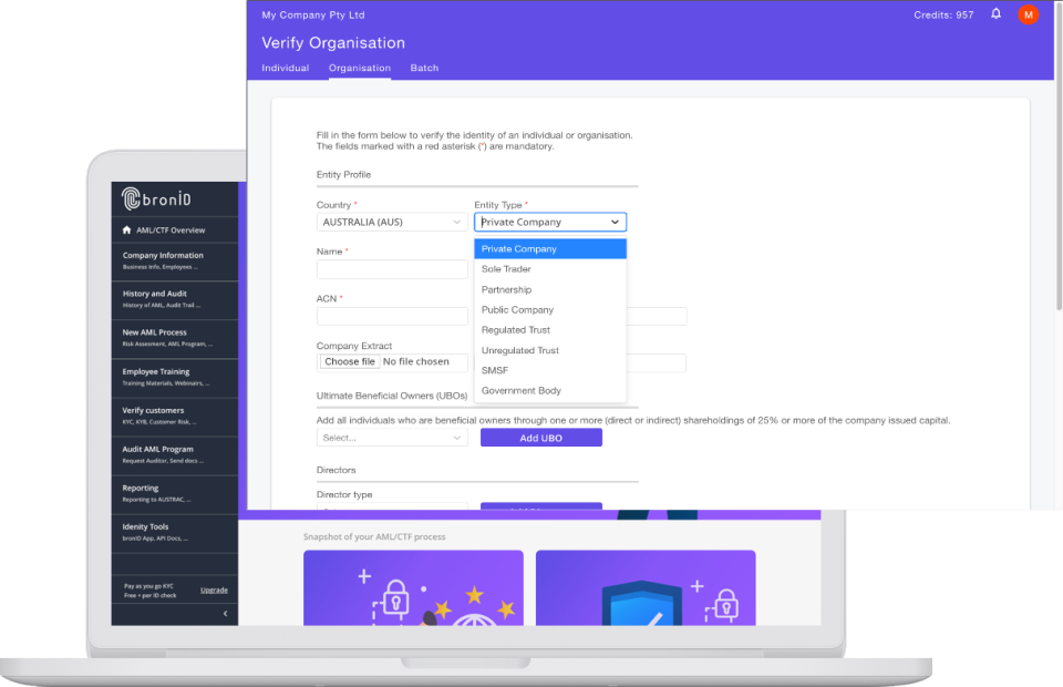screenshot of bronID