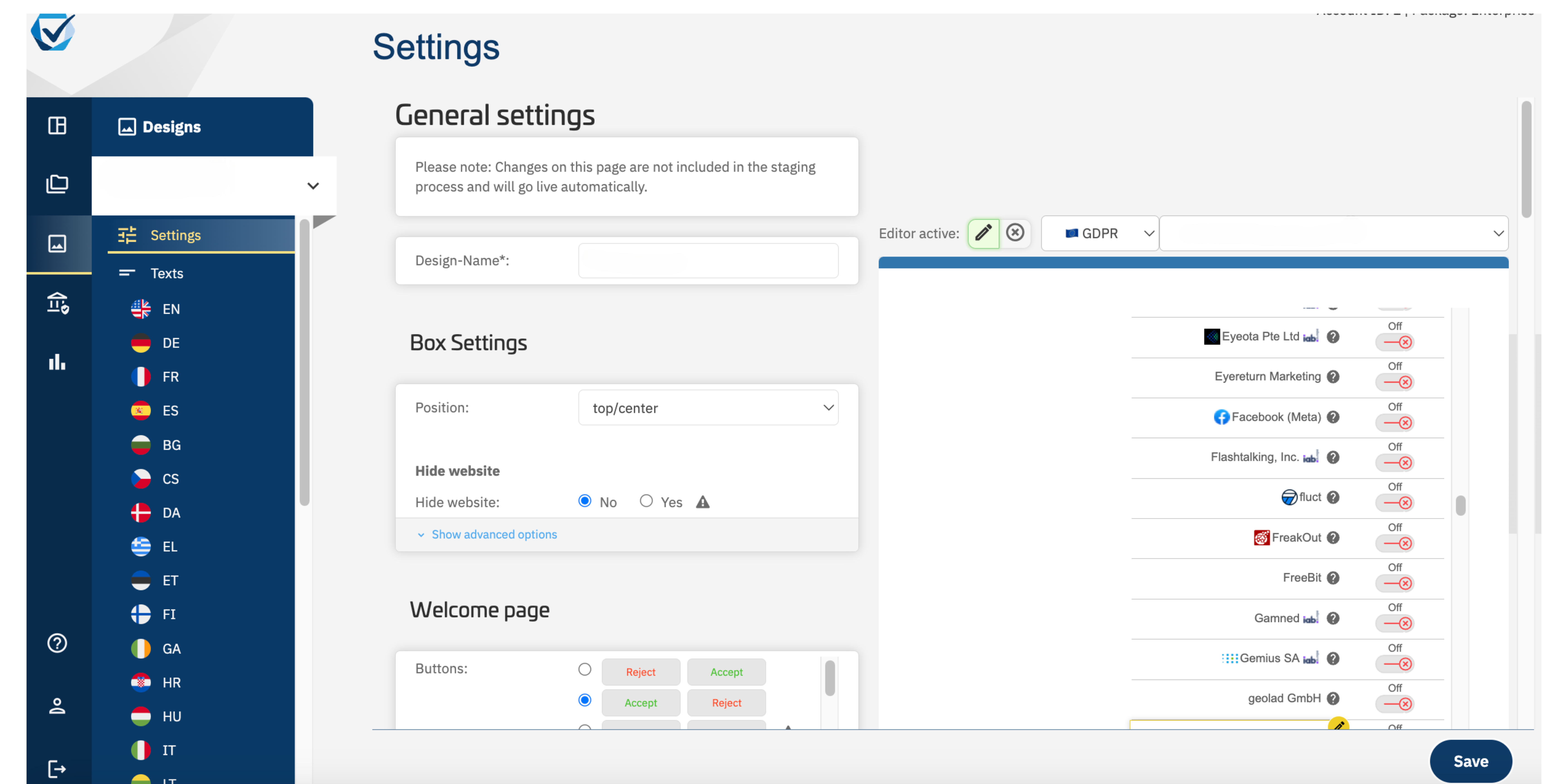 screenshot of consentmanager