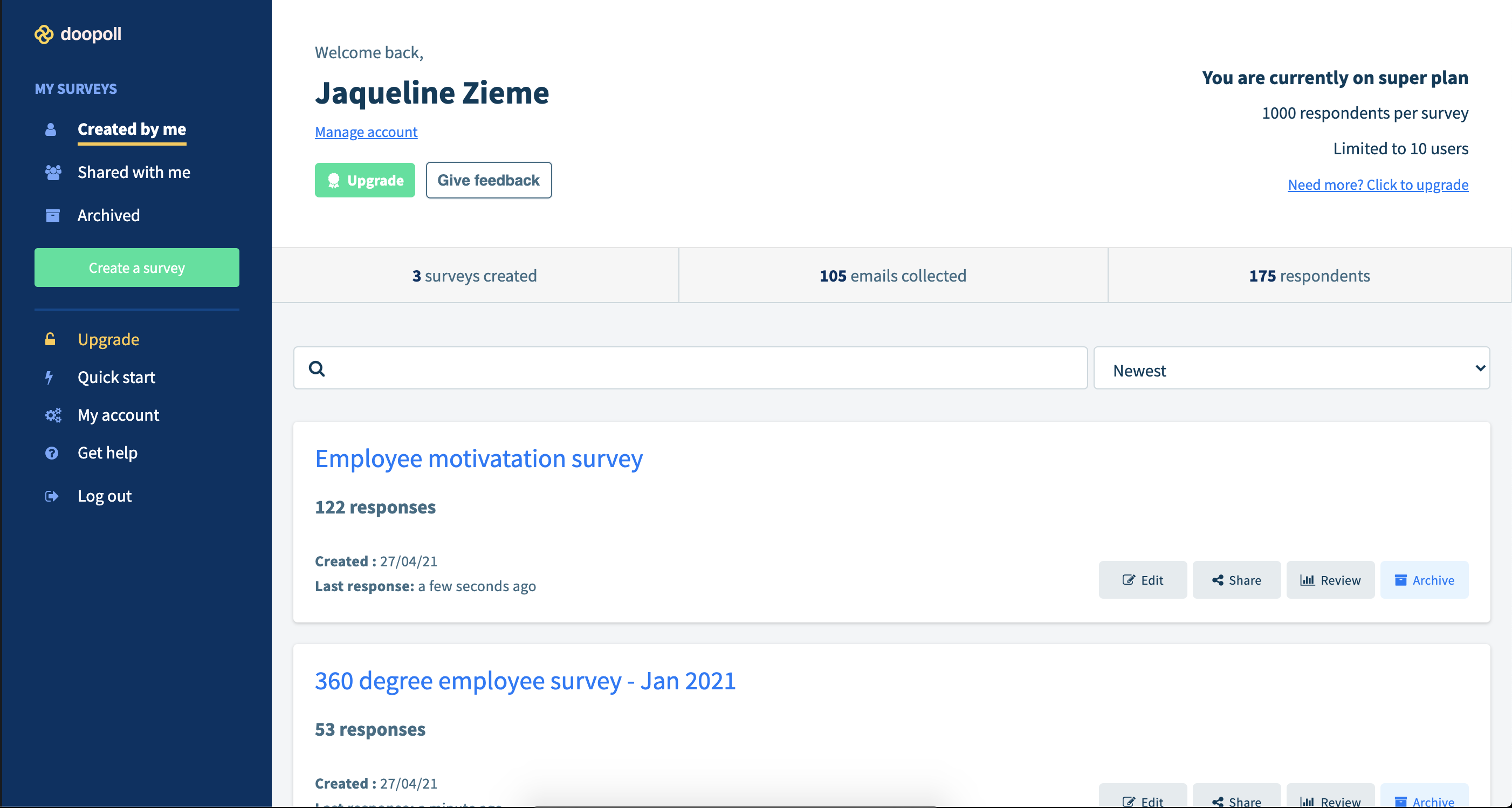 screenshot of doopoll