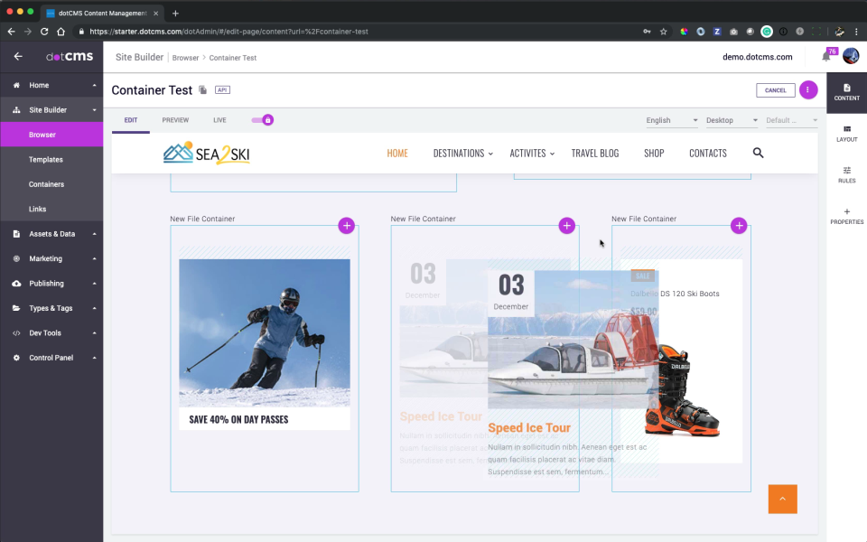 screenshot of dotCMS