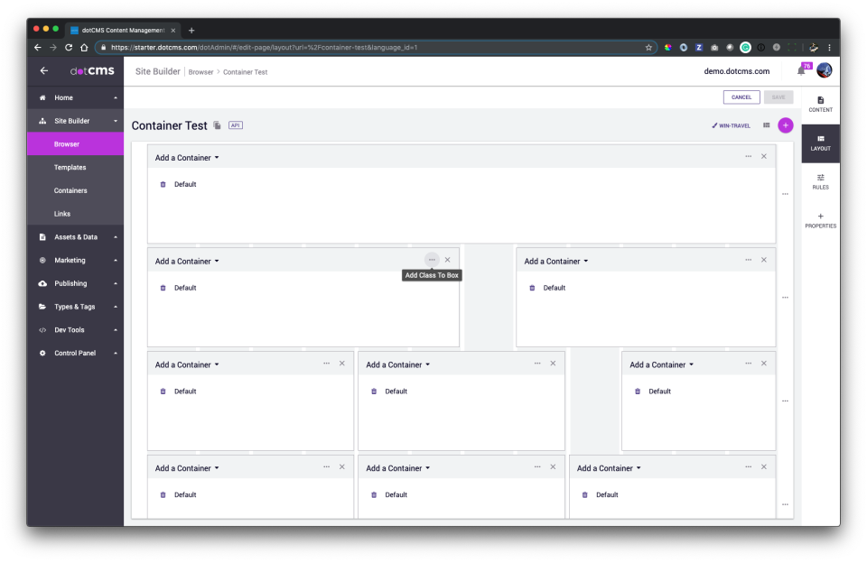 screenshot of dotCMS