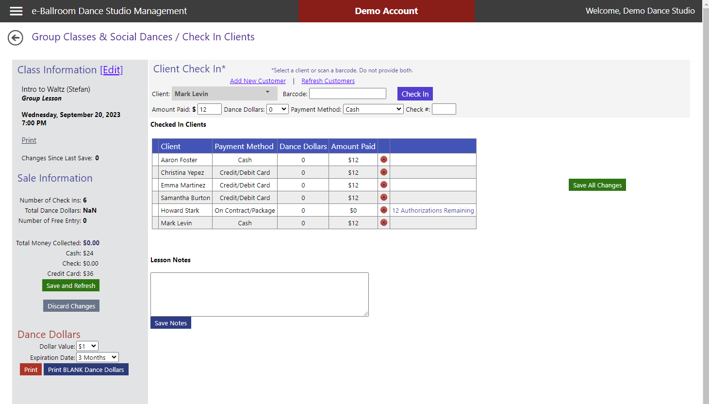 screenshot of e-Ballroom