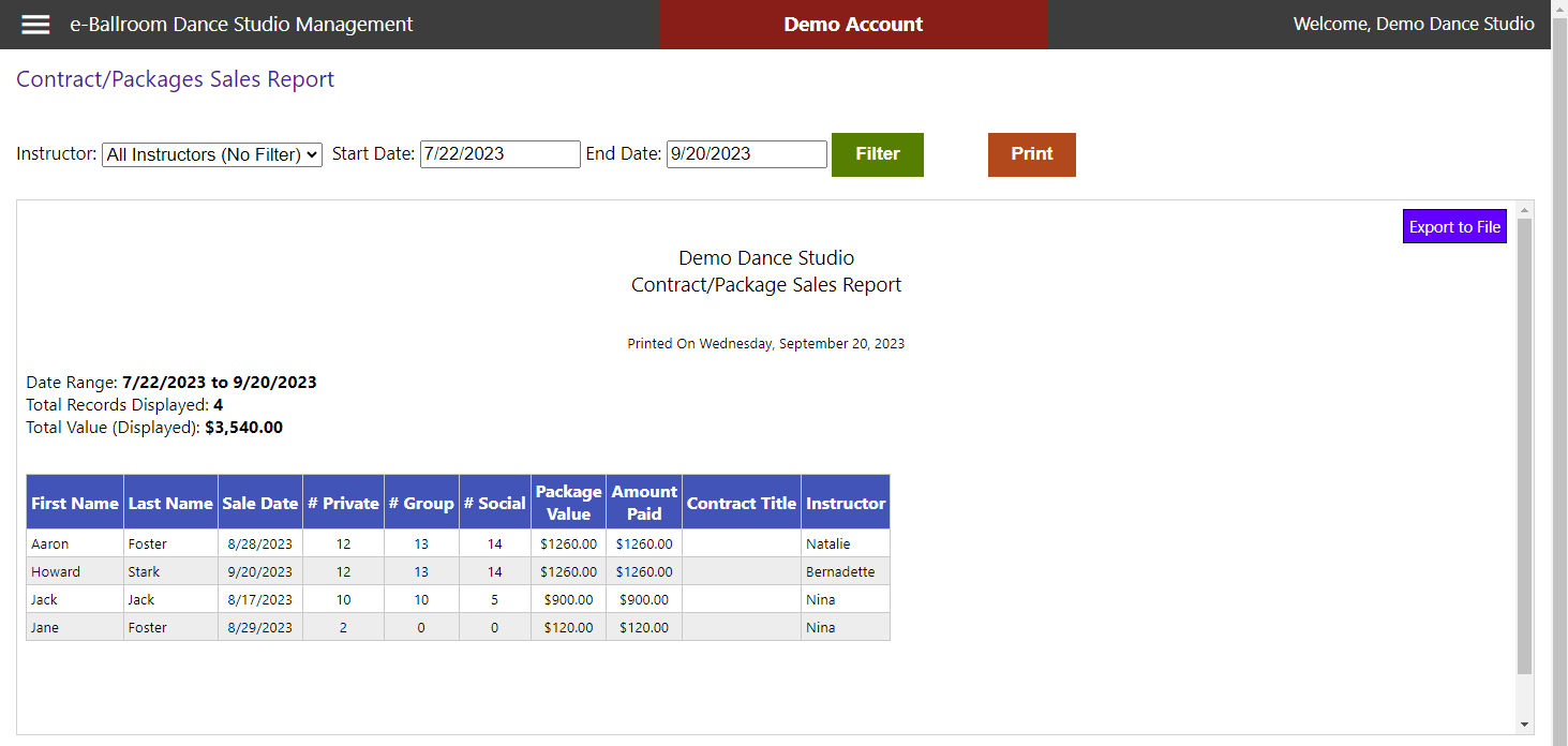 screenshot of e-Ballroom