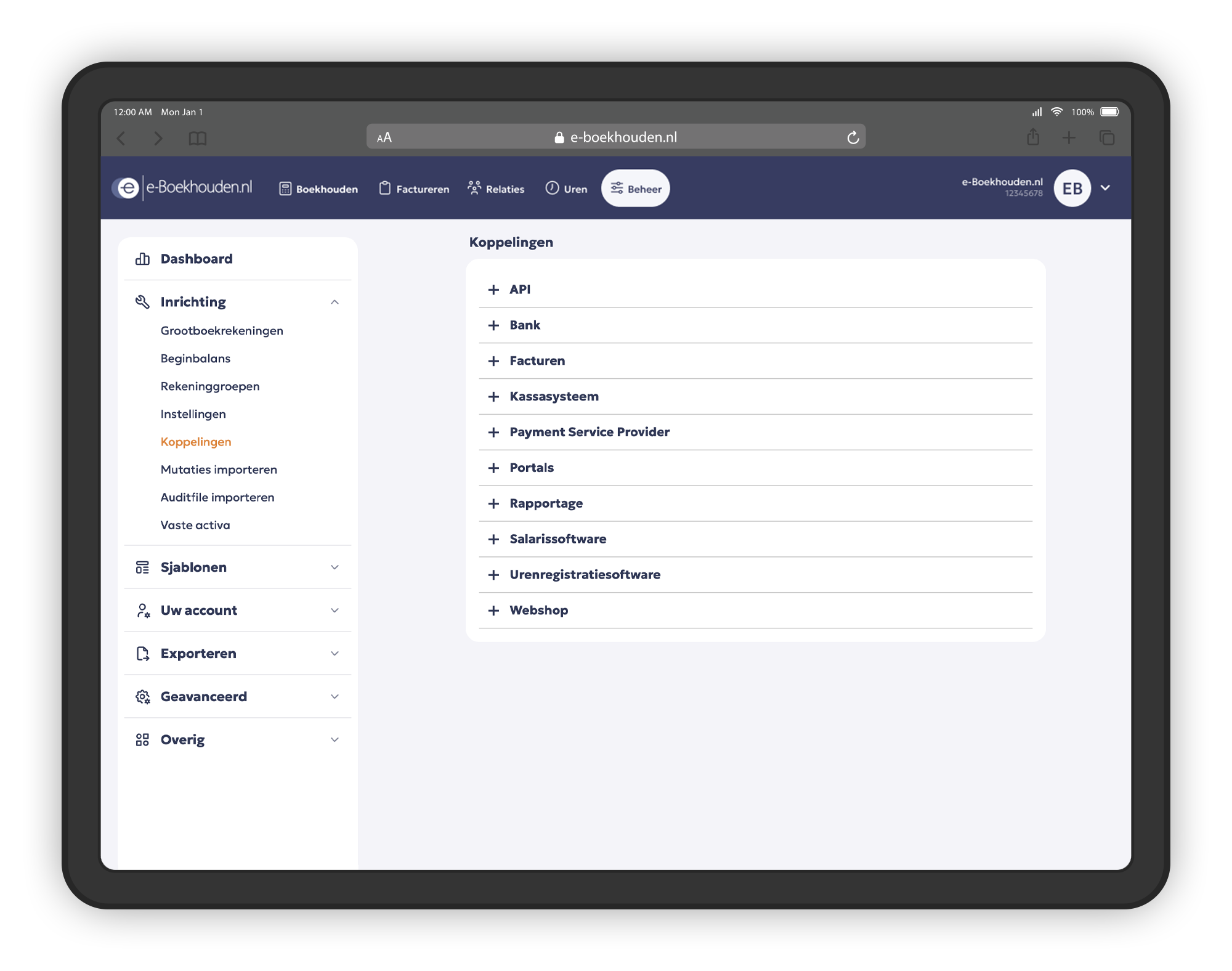 screenshot of e-Boekhouden.nl