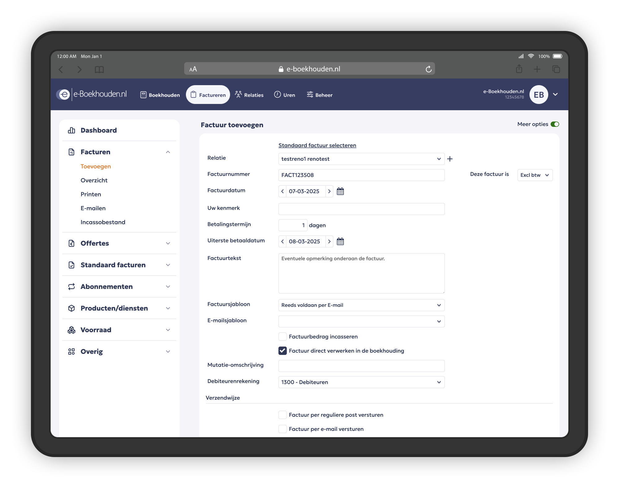 screenshot of e-Boekhouden.nl