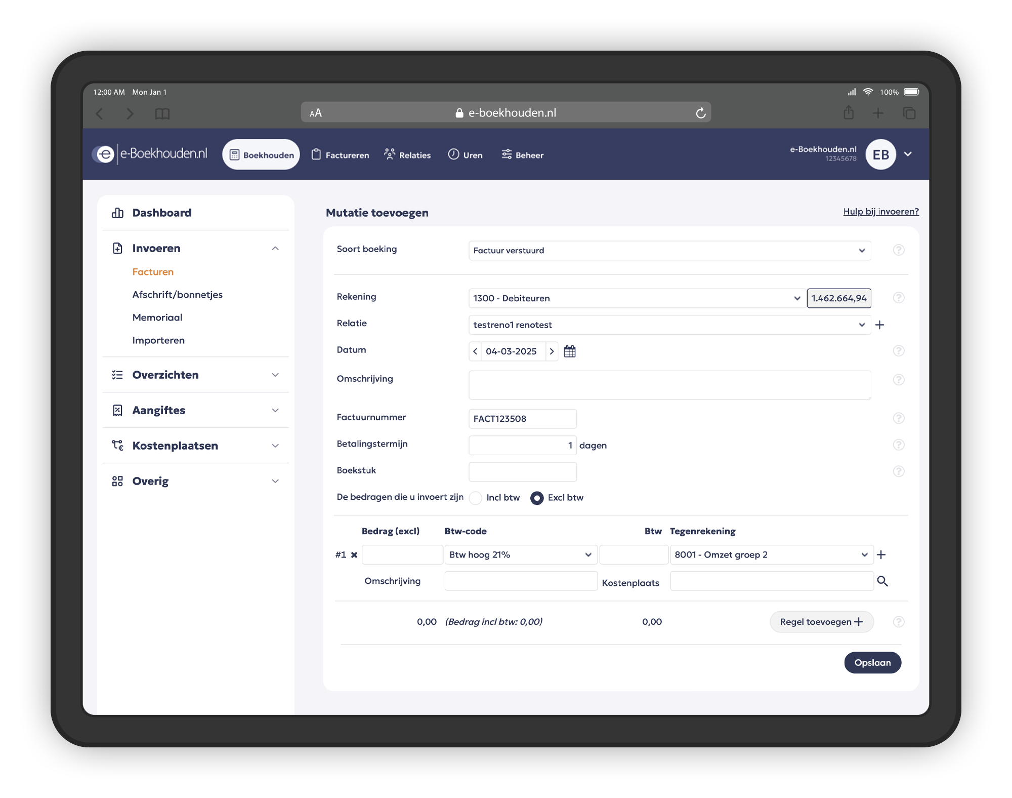 screenshot of e-Boekhouden.nl