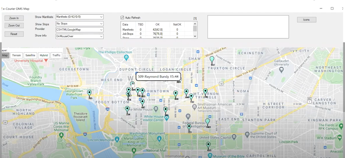screenshot of e-Courier