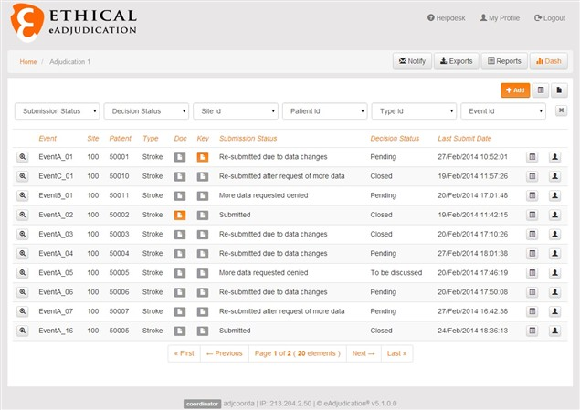 screenshot of eAdjudication