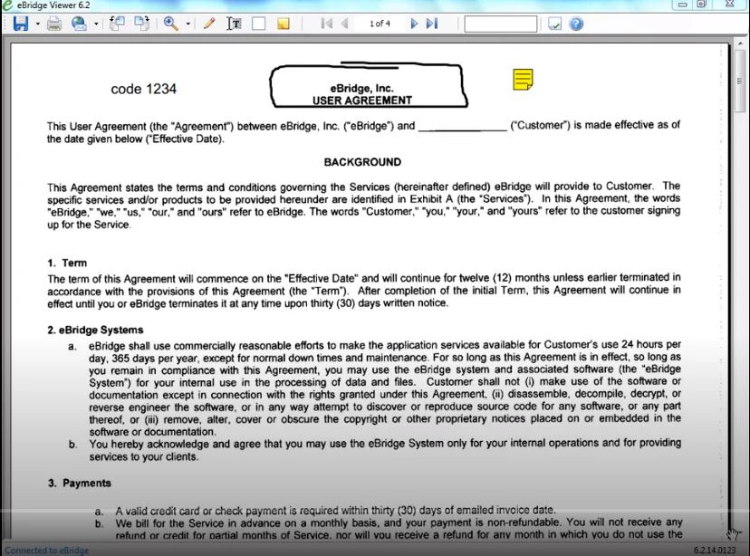 screenshot of eBridge