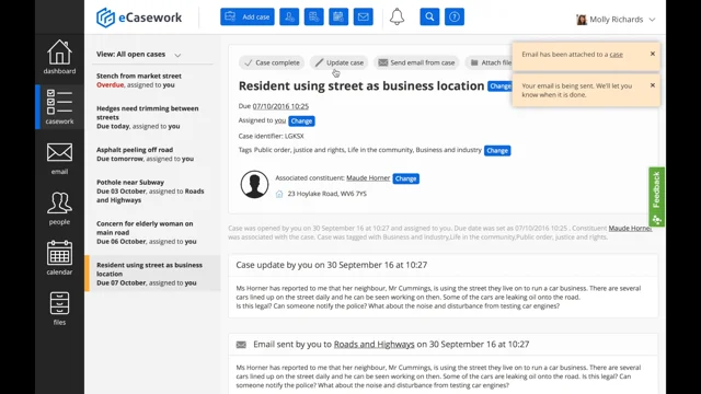 screenshot of eCasework