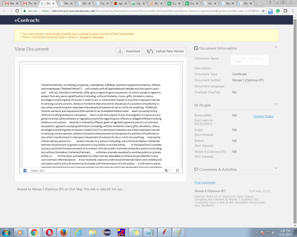 screenshot of eContracts