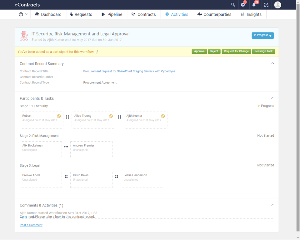 screenshot of eContracts