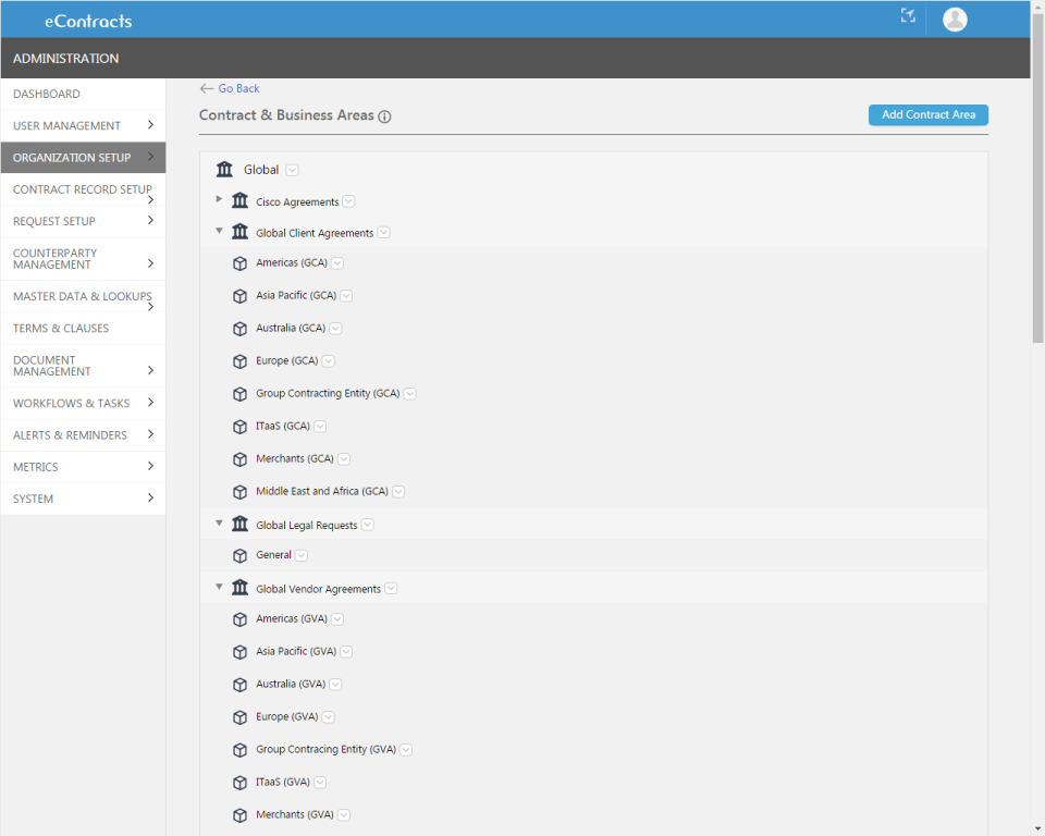 screenshot of eContracts