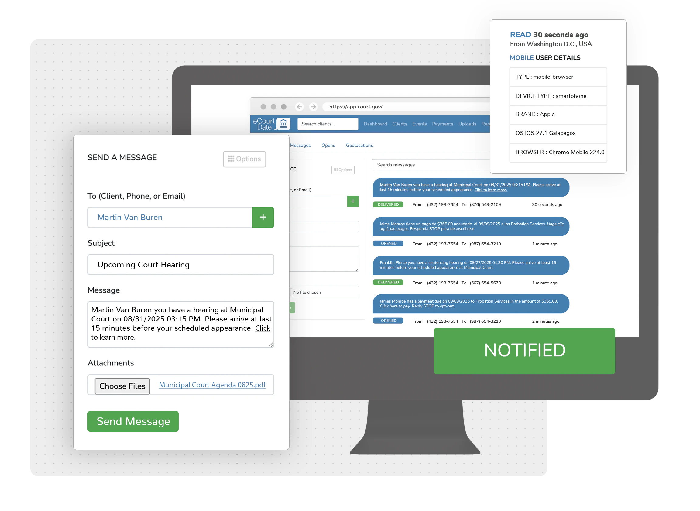 screenshot of eCourtDate