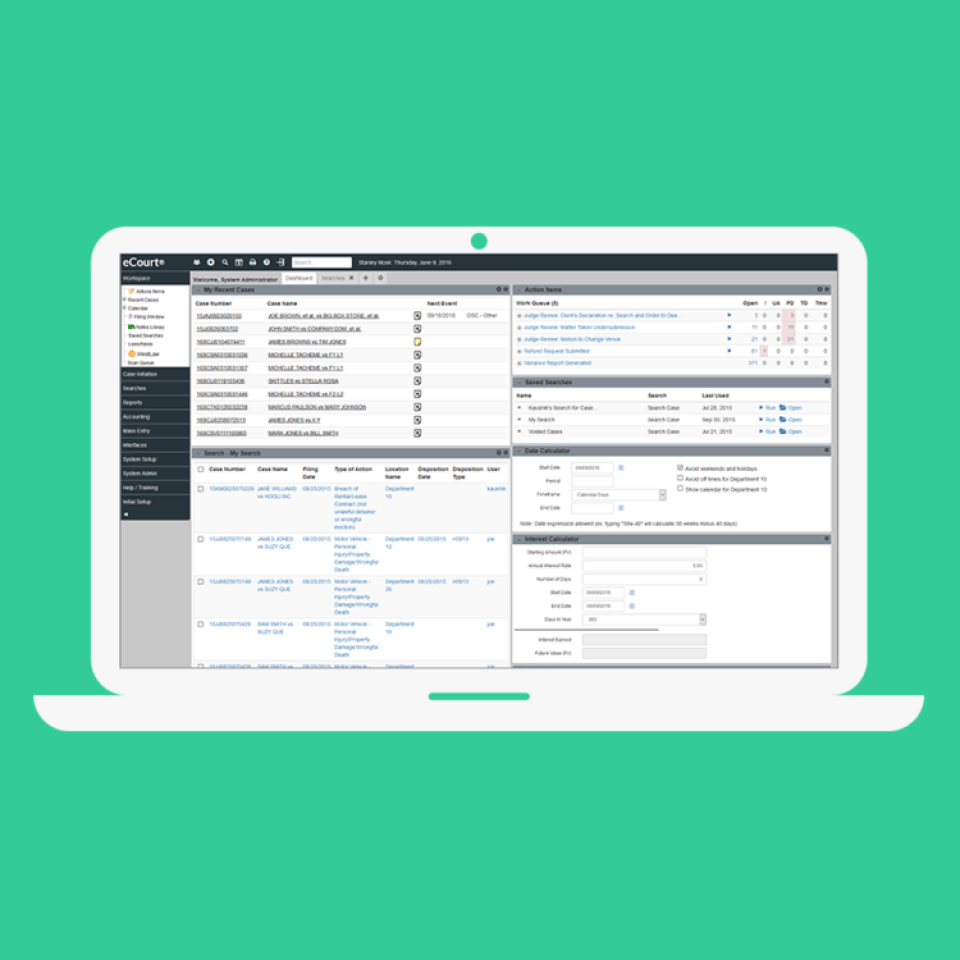 screenshot of eCourt