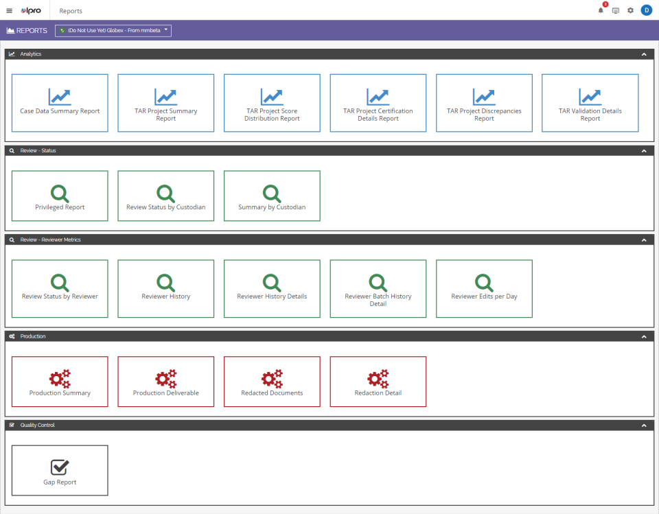 screenshot of eDiscovery
