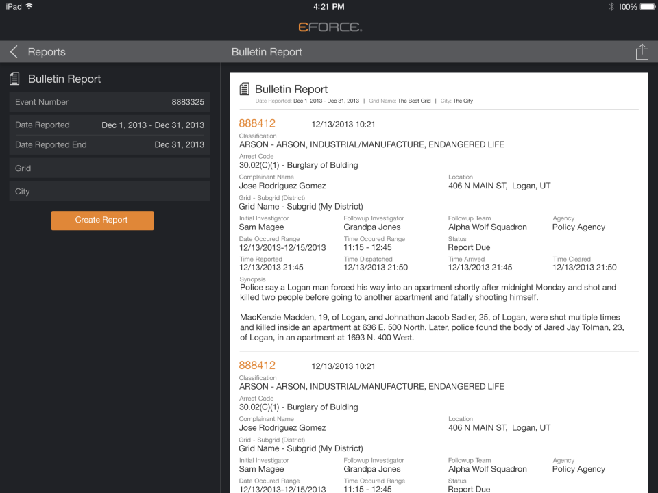 screenshot of eFORCE