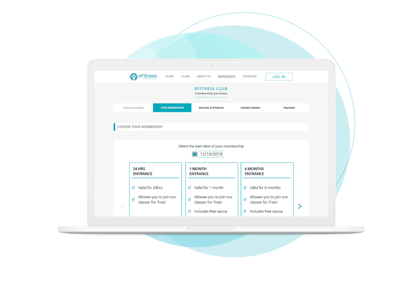 screenshot of eFitness