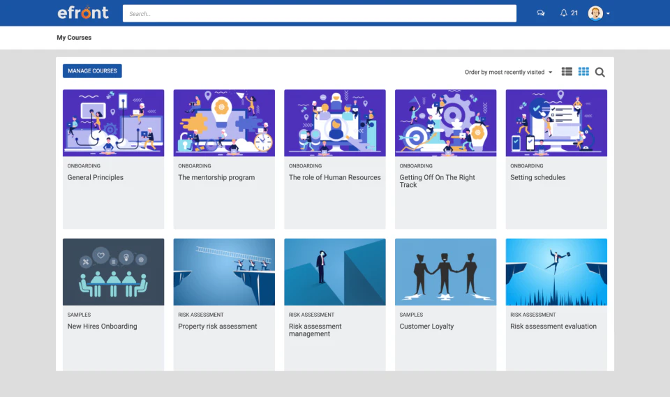 screenshot of eFront